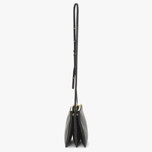 CELINE セリーヌ トリオショルダーバッグ Shoulder Bag W CU 3109 ブラック Black レザー Leather 美品 中古 4a002910