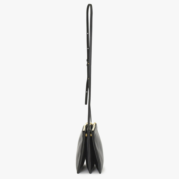 CELINE セリーヌ トリオショルダーバッグ Shoulder Bag W CU 3109 ブラック Black レザー Leather 美品 中古 4a002910