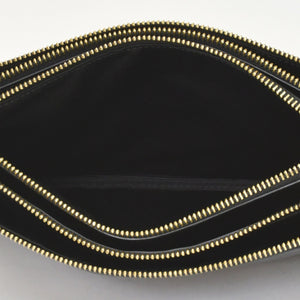 CELINE セリーヌ トリオショルダーバッグ Shoulder Bag W CU 3109 ブラック Black レザー Leather 美品 中古 4a002910