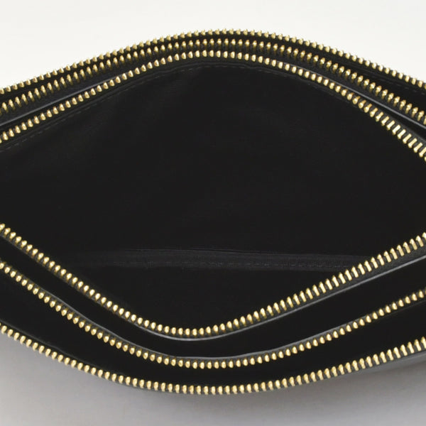 CELINE セリーヌ トリオショルダーバッグ Shoulder Bag W CU 3109 ブラック Black レザー Leather 美品 中古 4a002910