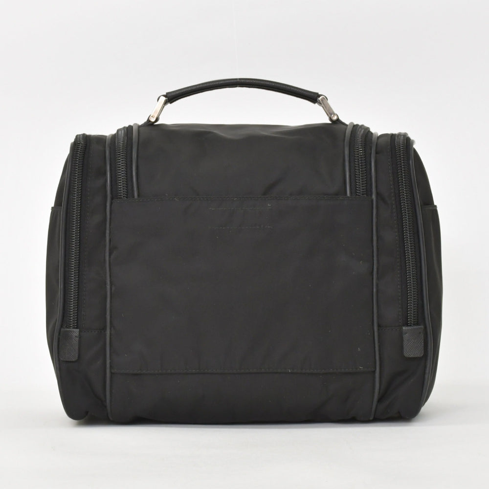 PRADA Re-Nylon Travel Bag Carry-on Bag WS28536 Pouch Nylon Saffiano Leather Triangle Logo Black 2way Good Condition Used 4a003486