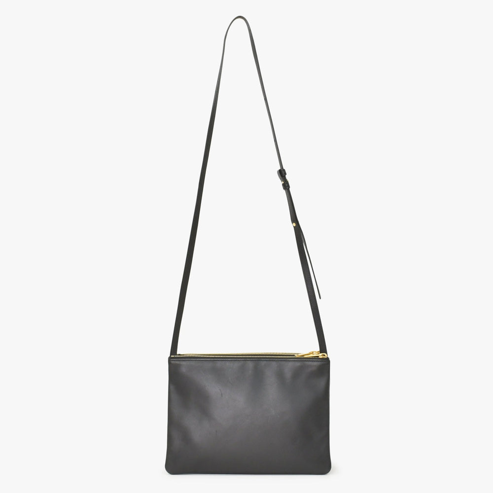 CELINE Trio Shoulder Bag Shoulder Bag W CU 3109 Black Leather Good Condition Used 4a002910