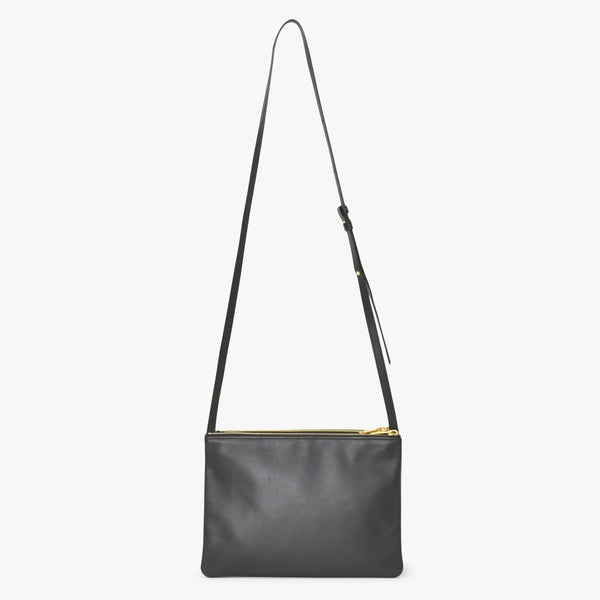 CELINE セリーヌ トリオショルダーバッグ Shoulder Bag W CU 3109 ブラック Black レザー Leather 美品 中古 4a002910