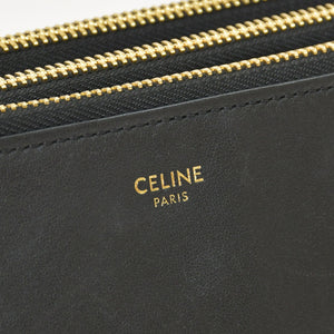 CELINE セリーヌ トリオショルダーバッグ Shoulder Bag W CU 3109 ブラック Black レザー Leather 美品 中古 4a002910