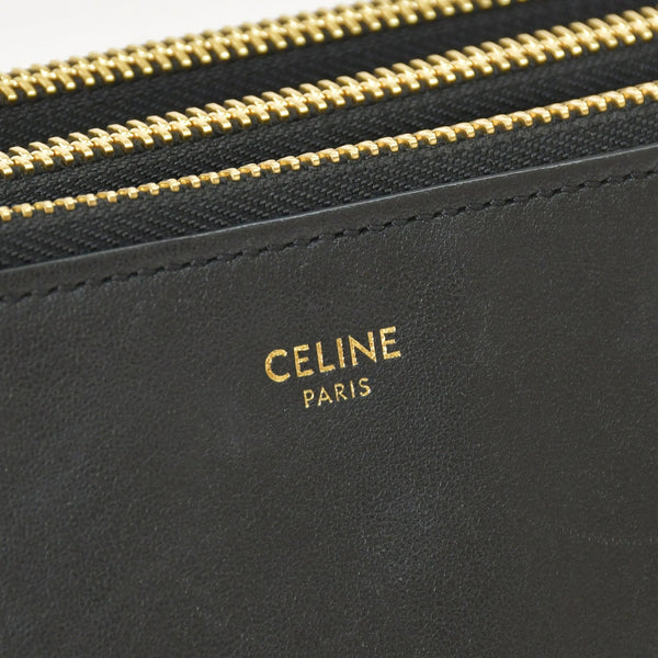 CELINE セリーヌ トリオショルダーバッグ Shoulder Bag W CU 3109 ブラック Black レザー Leather 美品 中古 4a002910