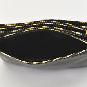 CELINE セリーヌ トリオショルダーバッグ Shoulder Bag W CU 3109 ブラック Black レザー Leather 美品 中古 4a002910
