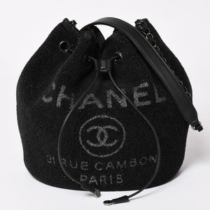 極美品 CHANEL シャネル Deauville ドーヴィル チェーンワンショルダーバッグ A57536 28番台 ココマーク ツイード 巾着型 中古 4a003491
