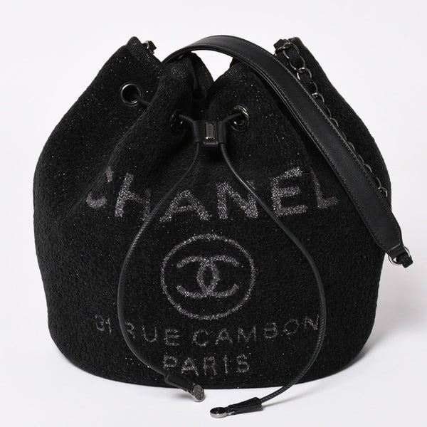 極美品 CHANEL シャネル Deauville ドーヴィル チェーンワンショルダーバッグ A57536 28番台 ココマーク ツイード 巾着型 中古 4a003491
