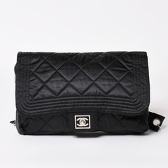 極美品 CHANEL シャネル スポーツライン ココマーク リュック バックパック チェーン 10番台 A29851 ナイロン ブラック シルバー金具 中古 4a003530