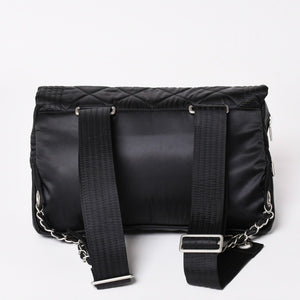 極美品 CHANEL シャネル スポーツライン ココマーク リュック バックパック チェーン 10番台 A29851 ナイロン ブラック シルバー金具 中古 4a003530