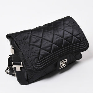 極美品 CHANEL シャネル スポーツライン ココマーク リュック バックパック チェーン 10番台 A29851 ナイロン ブラック シルバー金具 中古 4a003530