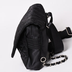 極美品 CHANEL シャネル スポーツライン ココマーク リュック バックパック チェーン 10番台 A29851 ナイロン ブラック シルバー金具 中古 4a003530