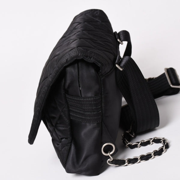 極美品 CHANEL シャネル スポーツライン ココマーク リュック バックパック チェーン 10番台 A29851 ナイロン ブラック シルバー金具 中古 4a003530