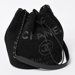 極美品 CHANEL シャネル Deauville ドーヴィル チェーンワンショルダーバッグ A57536 28番台 ココマーク ツイード 巾着型 中古 4a003491