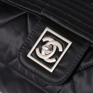 極美品 CHANEL シャネル スポーツライン ココマーク リュック バックパック チェーン 10番台 A29851 ナイロン ブラック シルバー金具 中古 4a003530