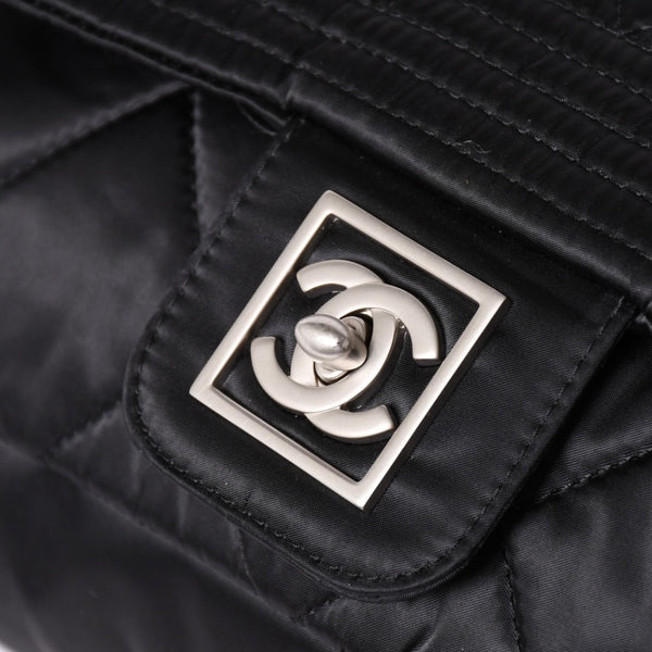 極美品 CHANEL シャネル スポーツライン ココマーク リュック バックパック チェーン 10番台 A29851 ナイロン ブラック シルバー金具 中古 4a003530