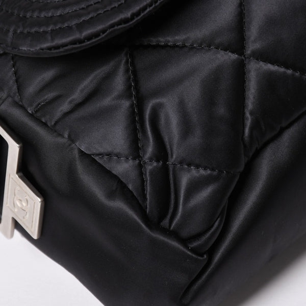 極美品 CHANEL シャネル スポーツライン ココマーク リュック バックパック チェーン 10番台 A29851 ナイロン ブラック シルバー金具 中古 4a003530