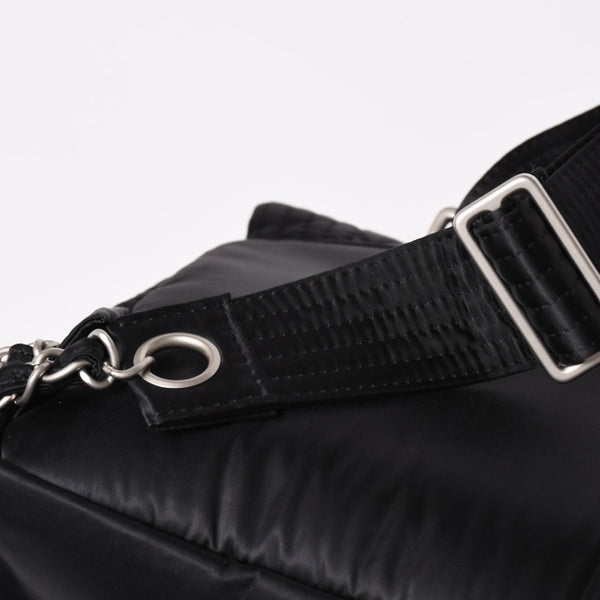 極美品 CHANEL シャネル スポーツライン ココマーク リュック バックパック チェーン 10番台 A29851 ナイロン ブラック シルバー金具 中古 4a003530