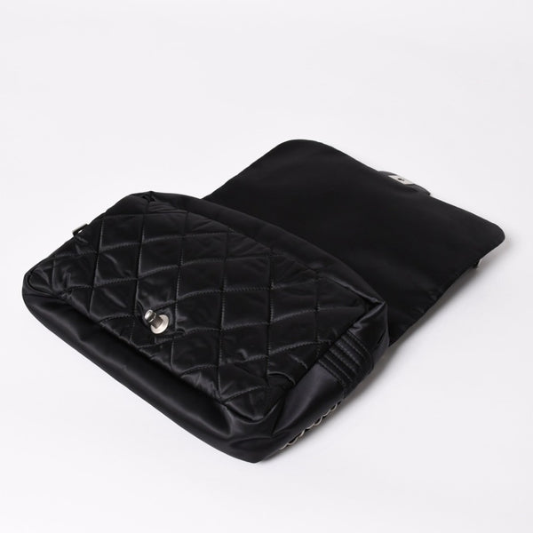 極美品 CHANEL シャネル スポーツライン ココマーク リュック バックパック チェーン 10番台 A29851 ナイロン ブラック シルバー金具 中古 4a003530