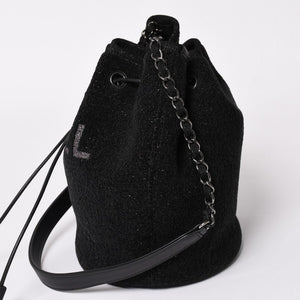 極美品 CHANEL シャネル Deauville ドーヴィル チェーンワンショルダーバッグ A57536 28番台 ココマーク ツイード 巾着型 中古 4a003491