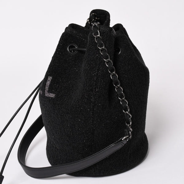 極美品 CHANEL シャネル Deauville ドーヴィル チェーンワンショルダーバッグ A57536 28番台 ココマーク ツイード 巾着型 中古 4a003491