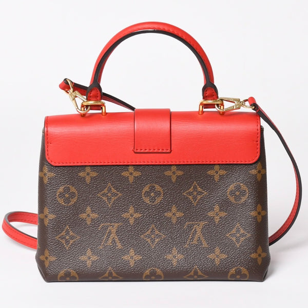 極美品 LOUIS VUITTON ルイヴィトン ロッキーBB ショルダーバッグ ハンドバッグ M44322 モノグラムキャンバス LVパドロック ブラウン レッド ゴールド金具 中古 4a003552