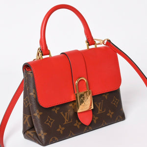 極美品 LOUIS VUITTON ルイヴィトン ロッキーBB ショルダーバッグ ハンドバッグ M44322 モノグラムキャンバス LVパドロック ブラウン レッド ゴールド金具 中古 4a003552