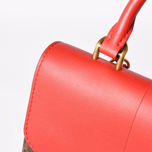 極美品 LOUIS VUITTON ルイヴィトン ロッキーBB ショルダーバッグ ハンドバッグ M44322 モノグラムキャンバス LVパドロック ブラウン レッド ゴールド金具 中古 4a003552