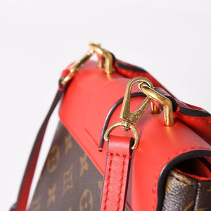 極美品 LOUIS VUITTON ルイヴィトン ロッキーBB ショルダーバッグ ハンドバッグ M44322 モノグラムキャンバス LVパドロック ブラウン レッド ゴールド金具 中古 4a003552