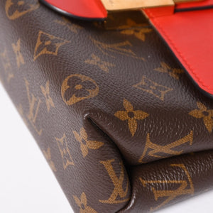 極美品 LOUIS VUITTON ルイヴィトン ロッキーBB ショルダーバッグ ハンドバッグ M44322 モノグラムキャンバス LVパドロック ブラウン レッド ゴールド金具 中古 4a003552