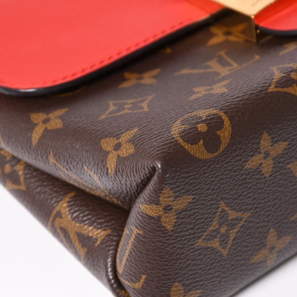 極美品 LOUIS VUITTON ルイヴィトン ロッキーBB ショルダーバッグ ハンドバッグ M44322 モノグラムキャンバス LVパドロック ブラウン レッド ゴールド金具 中古 4a003552