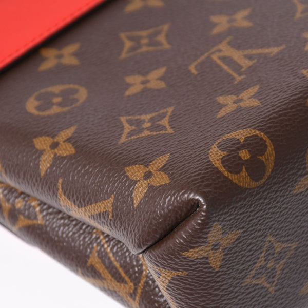 極美品 LOUIS VUITTON ルイヴィトン ロッキーBB ショルダーバッグ ハンドバッグ M44322 モノグラムキャンバス LVパドロック ブラウン レッド ゴールド金具 中古 4a003552