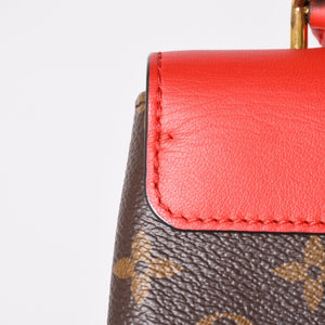 極美品 LOUIS VUITTON ルイヴィトン ロッキーBB ショルダーバッグ ハンドバッグ M44322 モノグラムキャンバス LVパドロック ブラウン レッド ゴールド金具 中古 4a003552