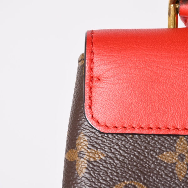 極美品 LOUIS VUITTON ルイヴィトン ロッキーBB ショルダーバッグ ハンドバッグ M44322 モノグラムキャンバス LVパドロック ブラウン レッド ゴールド金具 中古 4a003552