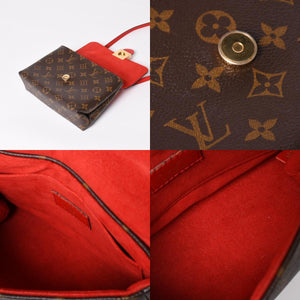 極美品 LOUIS VUITTON ルイヴィトン ロッキーBB ショルダーバッグ ハンドバッグ M44322 モノグラムキャンバス LVパドロック ブラウン レッド ゴールド金具 中古 4a003552