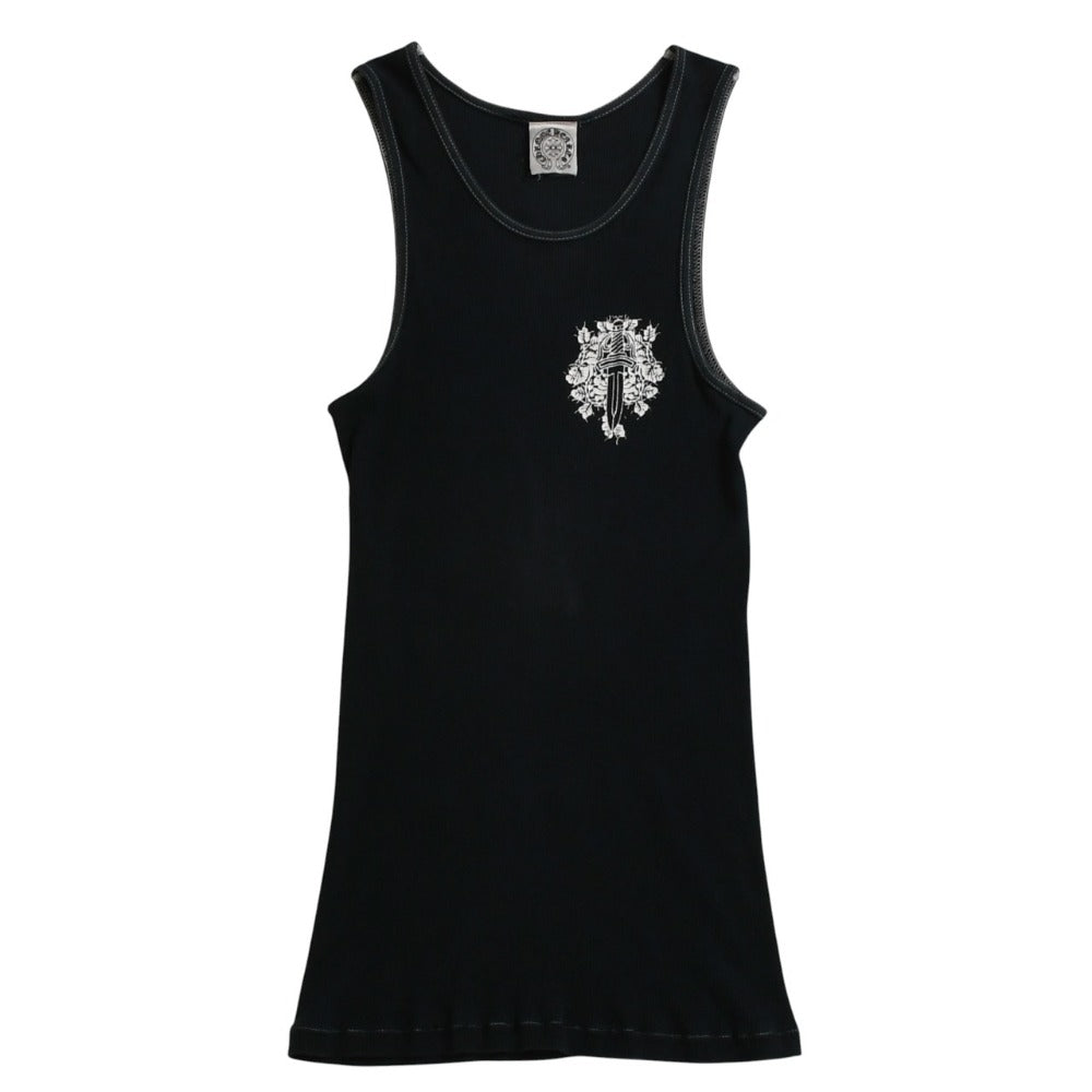 CHROME HEARTS Los Angeles Limited Horseshoe Rib Tank Top Navy LOS ANGELES Print Vine Dagger Good Condition Used 4a003571