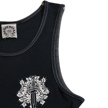 画像をギャラリービューアに読み込む, CHROME HEARTS クロムハーツ ロサンゼルス限定ホースシューリブタンクトップ ネイビー LOS ANGELESプリント ヴァインダガー 美品 中古 4a003571