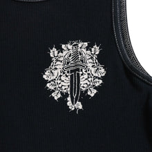 画像をギャラリービューアに読み込む, CHROME HEARTS クロムハーツ ロサンゼルス限定ホースシューリブタンクトップ ネイビー LOS ANGELESプリント ヴァインダガー 美品 中古 4a003571