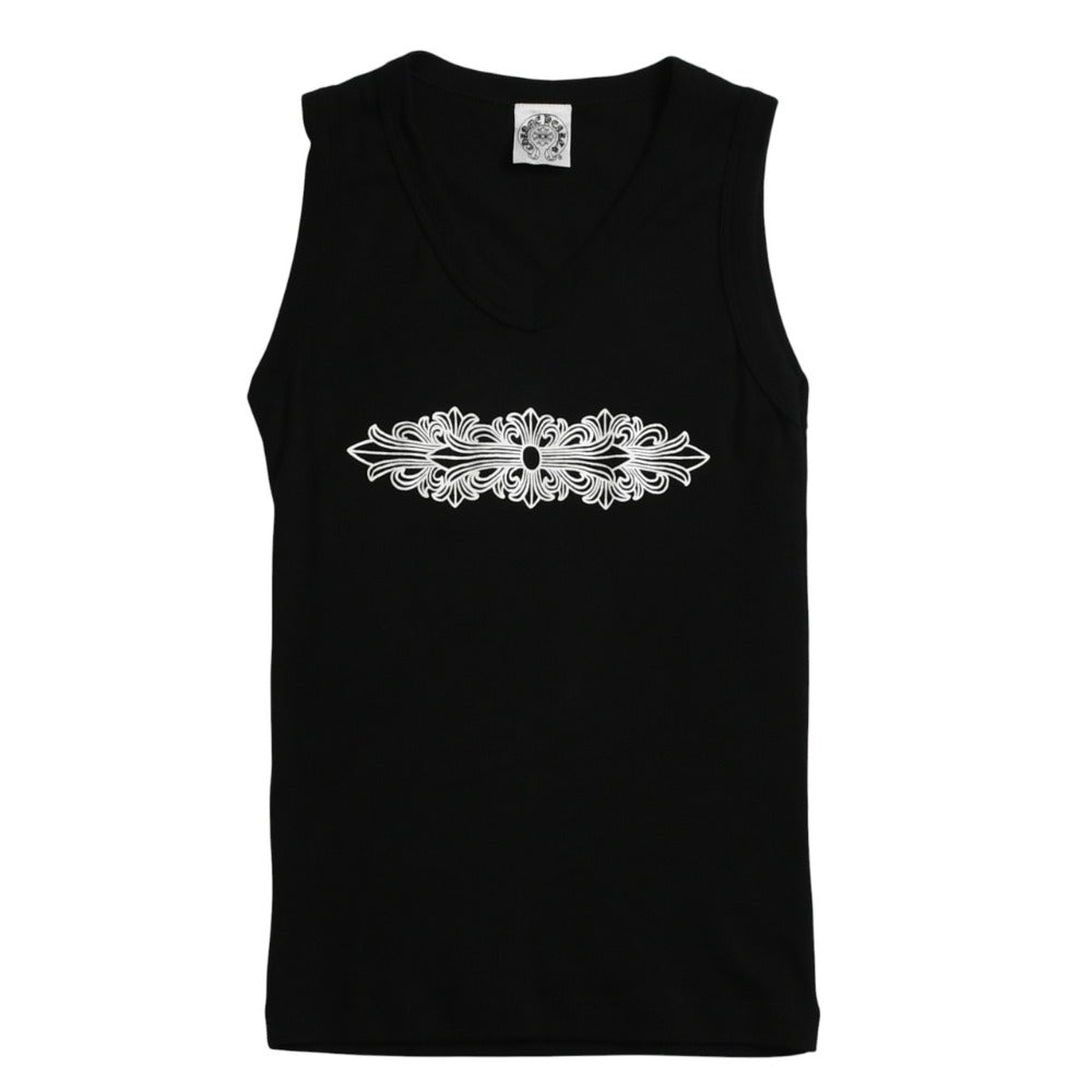 CHROME HEARTS Tank Top CH Plus Scroll Label Cemetery Cross White M Size Good Condition Used 4a003445