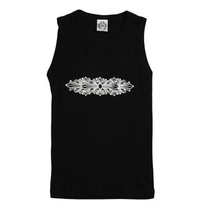 CHROME HEARTS Tank Top CH Plus Scroll Label Cemetery Cross White M Size Good Condition Used 4a003445