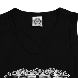 CHROME HEARTS Tank Top CH Plus Scroll Label Cemetery Cross White M Size Good Condition Used 4a003445