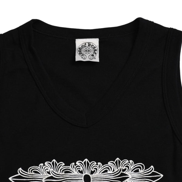 CHROME HEARTS Tank Top CH Plus Scroll Label Cemetery Cross White M Size Good Condition Used 4a003445