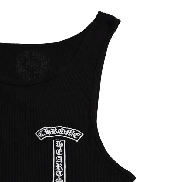 CHROME HEARTS クロムハーツ タンクトップ ノースリーブ サイズL CHクロス オールドイングリッシュロゴ ブラック 新型 美品 中古 4a003569