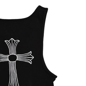 CHROME HEARTS クロムハーツ タンクトップ ノースリーブ サイズL CHクロス オールドイングリッシュロゴ ブラック 新型 美品 中古 4a003569