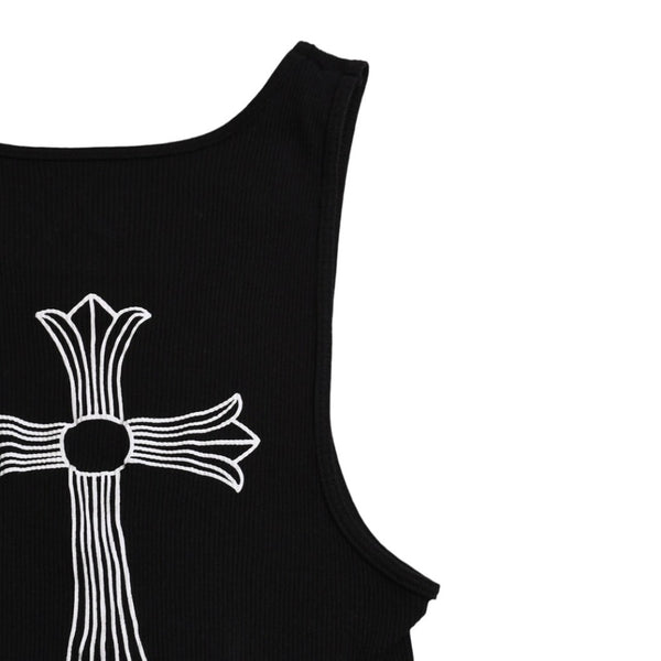 CHROME HEARTS クロムハーツ タンクトップ ノースリーブ サイズL CHクロス オールドイングリッシュロゴ ブラック 新型 美品 中古 4a003569