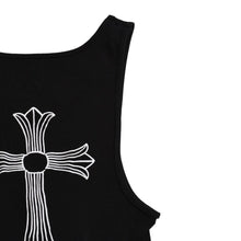 画像をギャラリービューアに読み込む, CHROME HEARTS クロムハーツ タンクトップ ノースリーブ サイズL CHクロス オールドイングリッシュロゴ ブラック 新型 美品 中古 4a003569