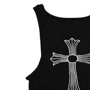 CHROME HEARTS クロムハーツ タンクトップ ノースリーブ サイズL CHクロス オールドイングリッシュロゴ ブラック 新型 美品 中古 4a003569