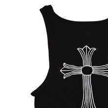 画像をギャラリービューアに読み込む, CHROME HEARTS クロムハーツ タンクトップ ノースリーブ サイズL CHクロス オールドイングリッシュロゴ ブラック 新型 美品 中古 4a003569