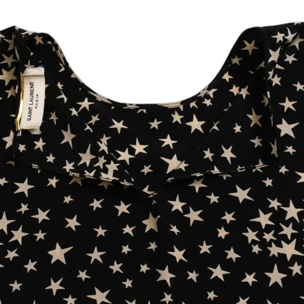 極美品 SAINT LAURENT PARIS サンローランパリ 星ワンピース スカートセットアップ ブラック ホワイト 401182 中古 4a002644