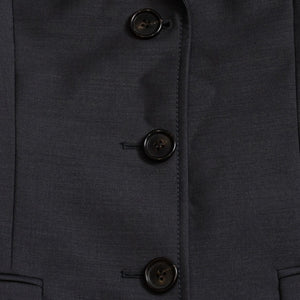 極美品 MIUMIU ミュウミュウ シングル テーラードジャケット ロゴパッチ グレー 3つボタンスーツ タグ欠品 中古 4a003298
